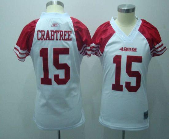 49ers #15 Michael Crabtree White Women's Field Flirt Stitched NFL Jersey
